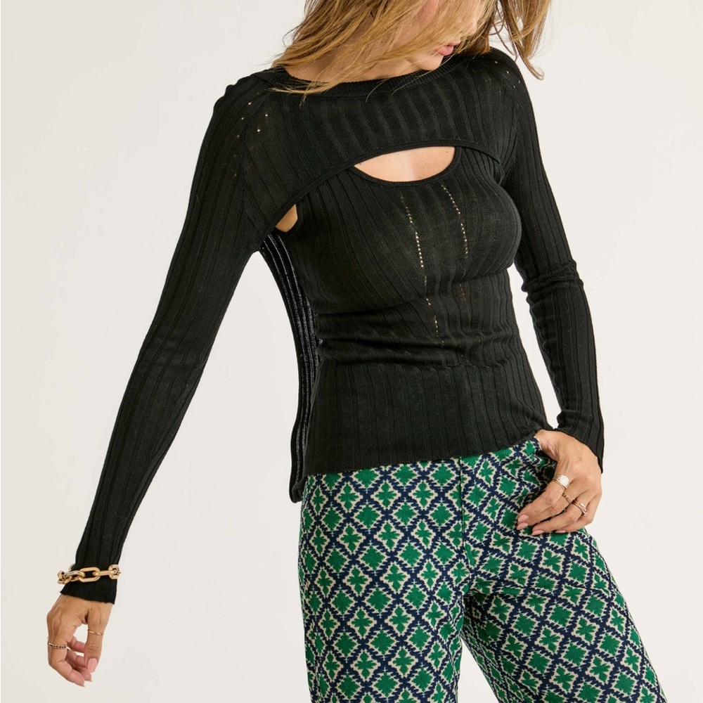 Black sweater with open front